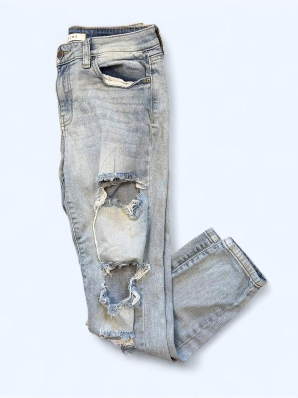 eunina Light Wash Distressed Skinny Jeans